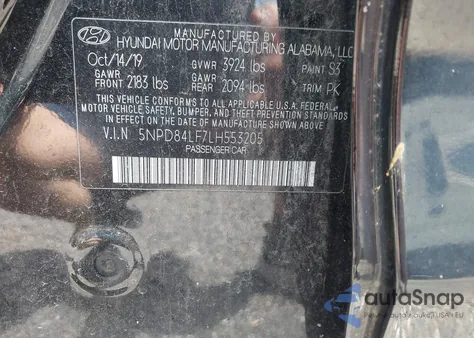 2020 Hyundai Elantra Sel из США, поврежденный, VIN 5NPD84LF7LH553205